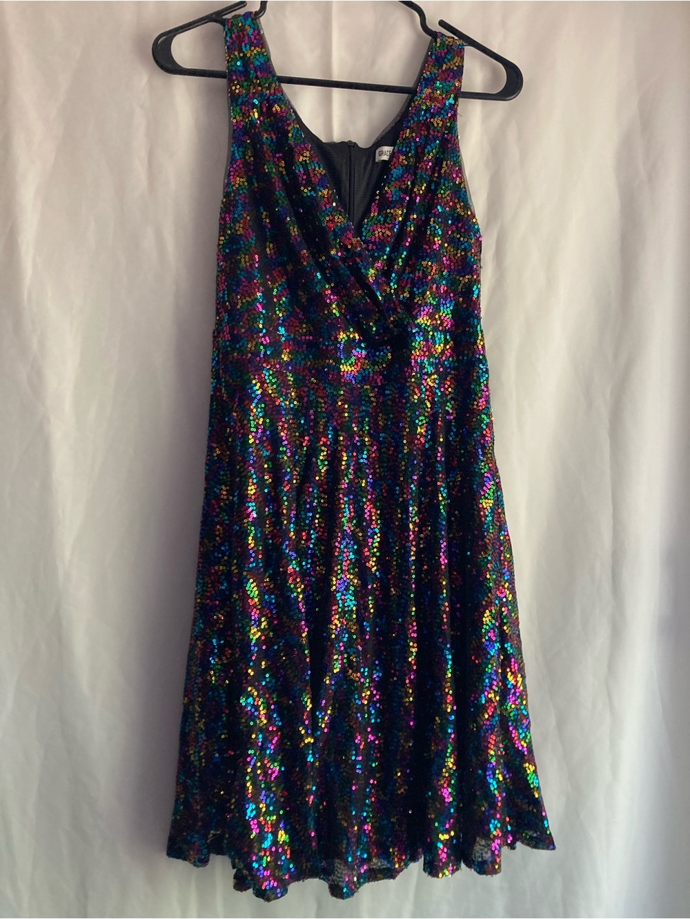 Grace Karin Rainbow Sequin Disco Dress Medium w/ Measurements
